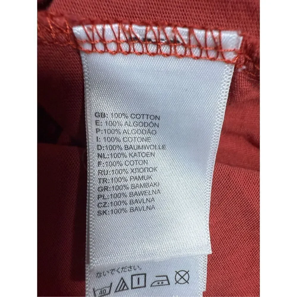 North Face Shirt Mens Red Crewneck Short Sleeve Casual Cotton Sz M See Notes